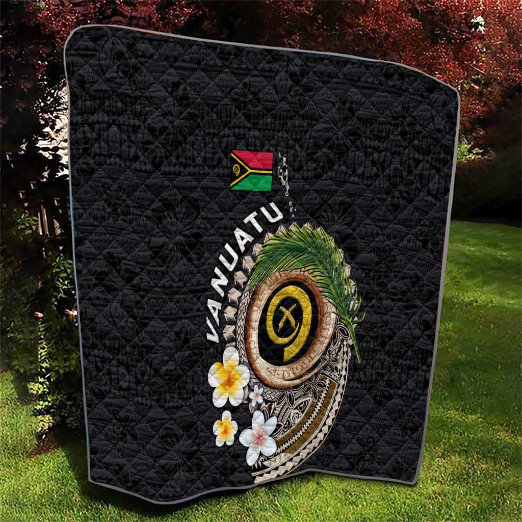 Vanuatu Independence Day Quilt Melanesian Tribal Pig Tusk with Tropical Plants