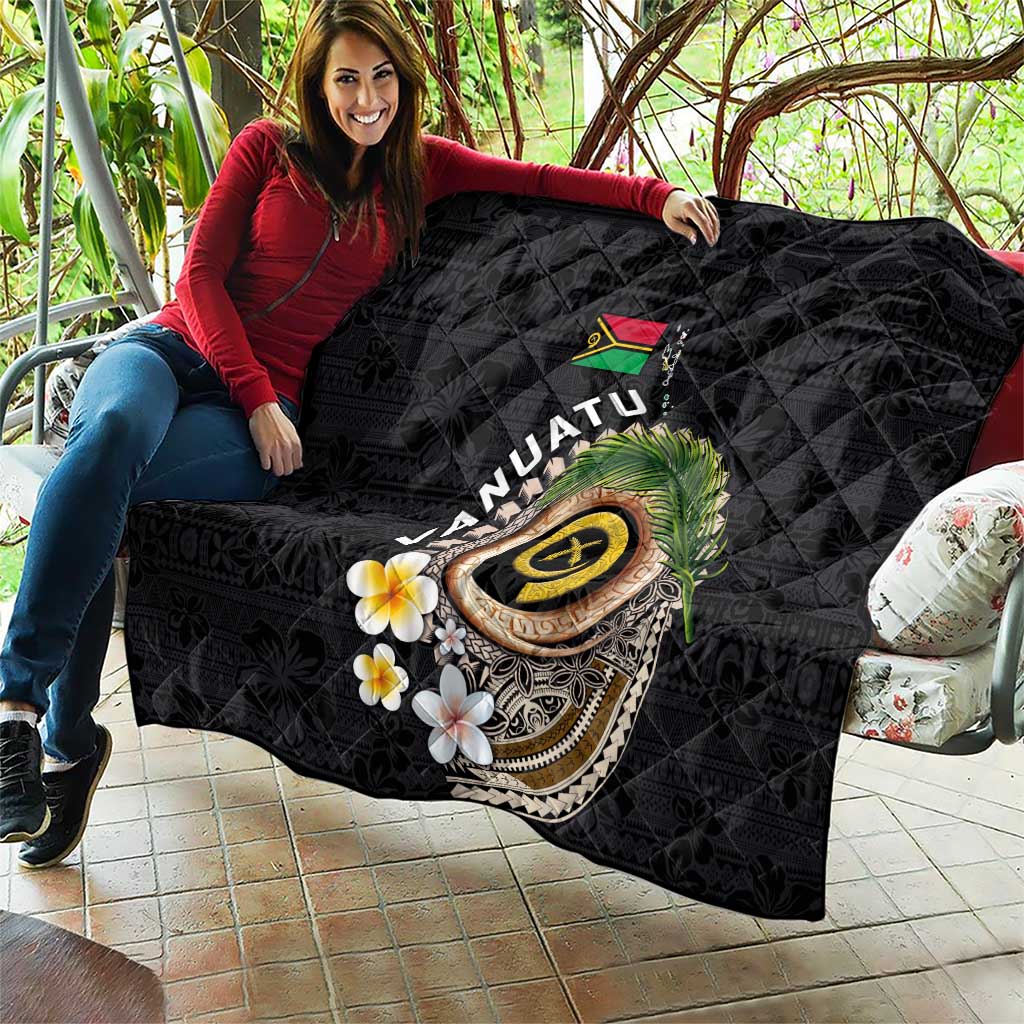 Vanuatu Independence Day Quilt Melanesian Tribal Pig Tusk with Tropical Plants