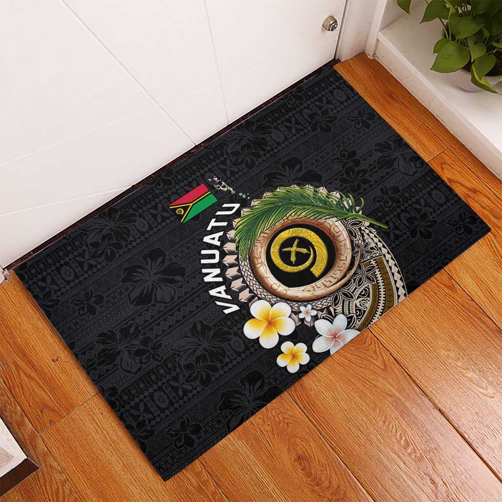 Vanuatu Independence Day Rubber Doormat Melanesian Tribal Pig Tusk with Tropical Plants