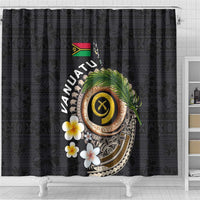 Vanuatu Independence Day Shower Curtain Melanesian Tribal Pig Tusk with Tropical Plants