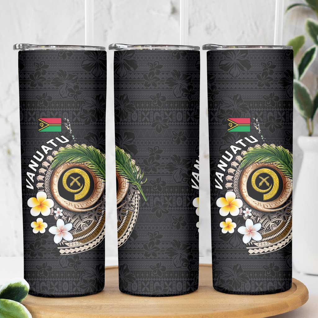 Vanuatu Independence Day Skinny Tumbler Melanesian Tribal Pig Tusk with Tropical Plants