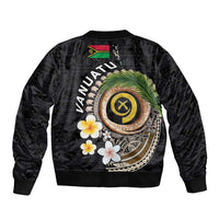 Vanuatu Independence Day Sleeve Zip Bomber Jacket Melanesian Tribal Pig Tusk with Tropical Plants LT03 - Polynesian Pride