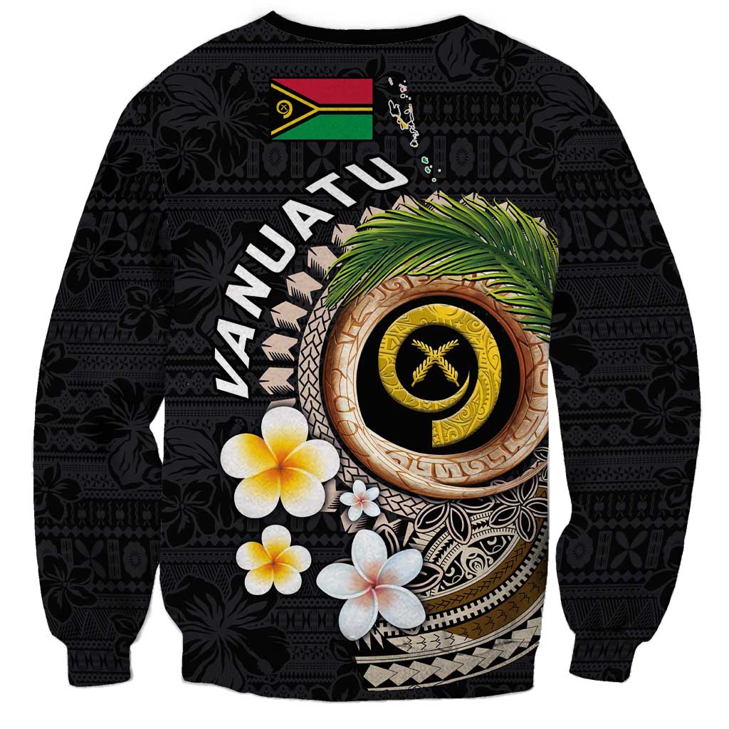 Vanuatu Independence Day Sweatshirt Melanesian Tribal Pig Tusk with Tropical Plants