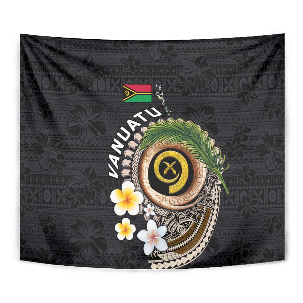 Vanuatu Independence Day Tapestry Melanesian Tribal Pig Tusk with Tropical Plants