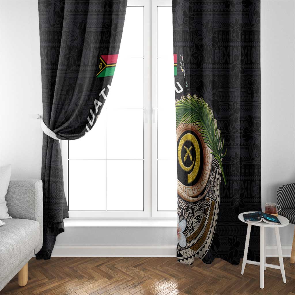 Vanuatu Independence Day Window Curtain Melanesian Tribal Pig Tusk with Tropical Plants