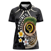 Vanuatu Independence Day Women Polo Shirt Melanesian Tribal Pig Tusk with Tropical Plants