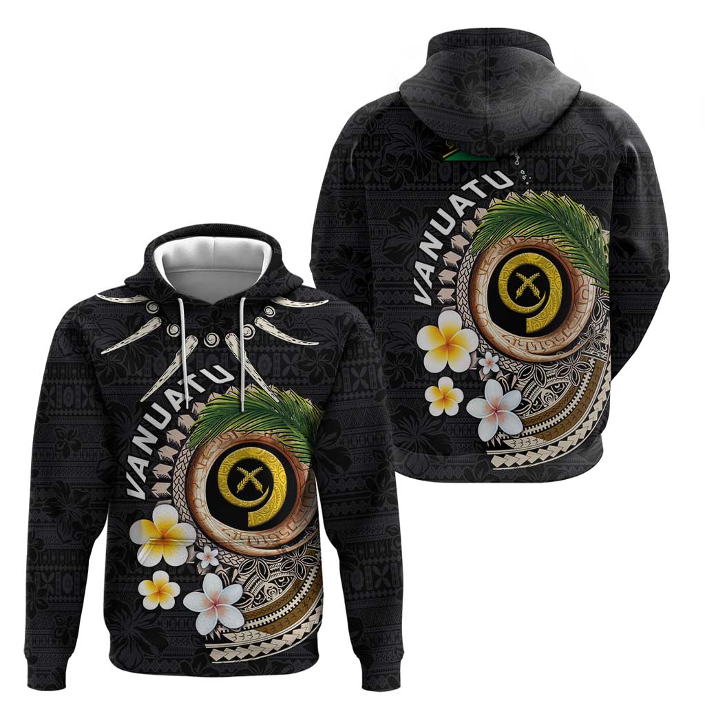 Vanuatu Independence Day Zip Hoodie Melanesian Tribal Pig Tusk with Tropical Plants