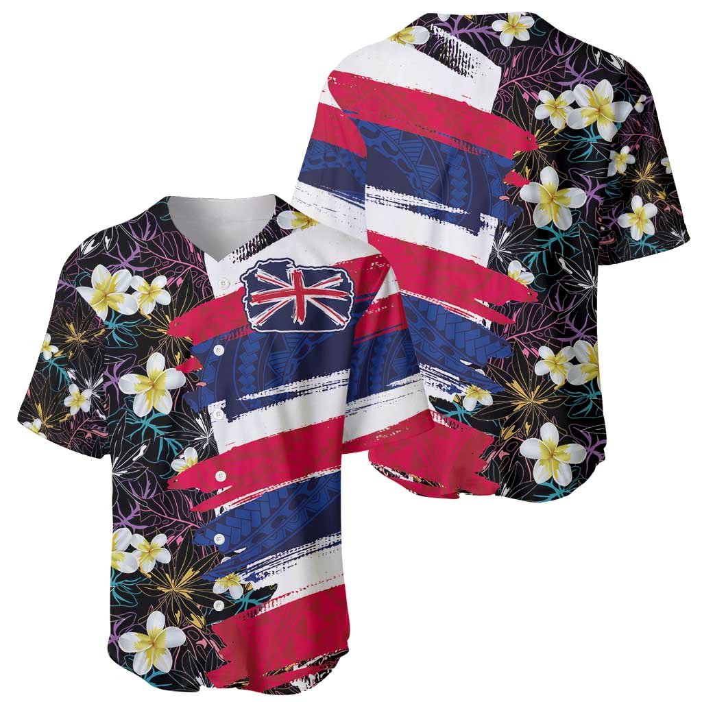 Hawaiian Flag Day Baseball Jersey Tropical Flowers and Leaves