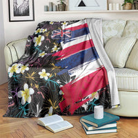 Hawaiian Flag Day Blanket Tropical Flowers and Leaves