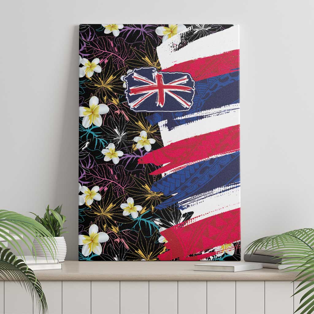 Hawaiian Flag Day Canvas Wall Art Tropical Flowers and Leaves