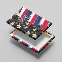 Hawaiian Flag Day Canvas Wall Art Tropical Flowers and Leaves