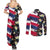 Hawaiian Flag Day Couples Matching Summer Maxi Dress and Long Sleeve Button Shirt Tropical Flowers and Leaves