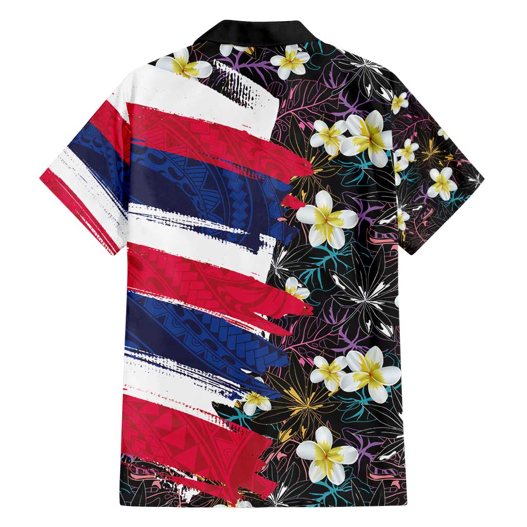 Hawaiian Flag Day Family Matching Off Shoulder Short Dress and Hawaiian Shirt Tropical Flowers and Leaves LT03 - Polynesian Pride