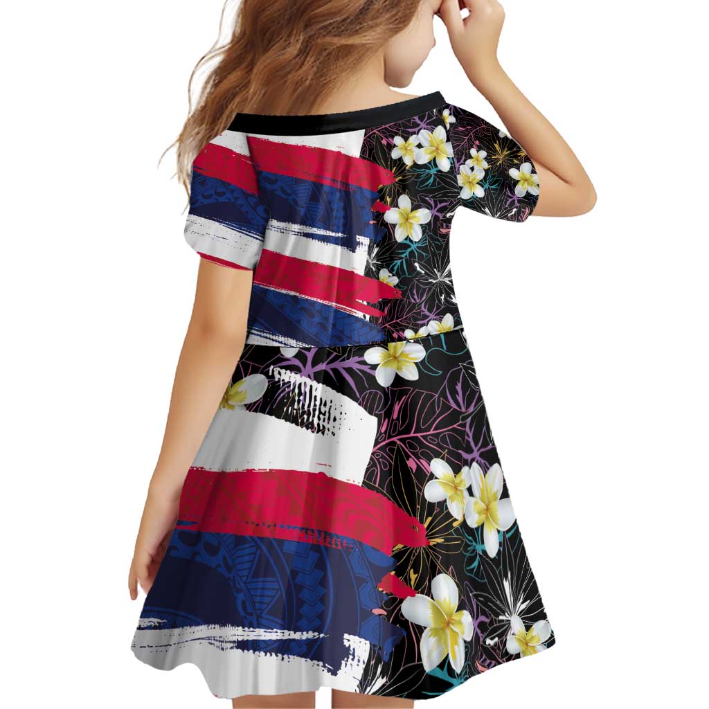 Hawaiian Flag Day Family Matching Puletasi and Hawaiian Shirt Tropical Flowers and Leaves