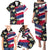 Hawaiian Flag Day Family Matching Puletasi and Hawaiian Shirt Tropical Flowers and Leaves