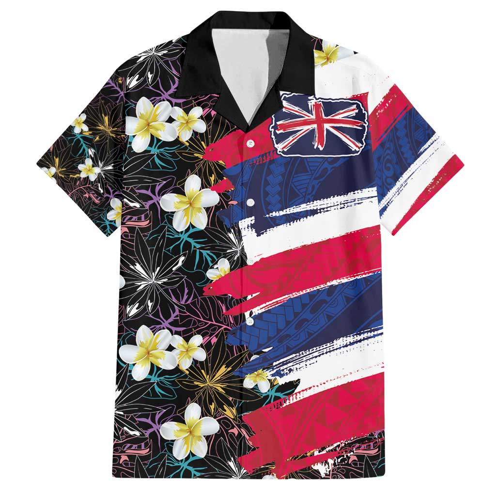 Hawaiian Flag Day Family Matching Puletasi and Hawaiian Shirt Tropical Flowers and Leaves