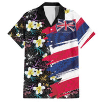 Hawaiian Flag Day Family Matching Puletasi and Hawaiian Shirt Tropical Flowers and Leaves