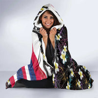 Hawaiian Flag Day Hooded Blanket Tropical Flowers and Leaves