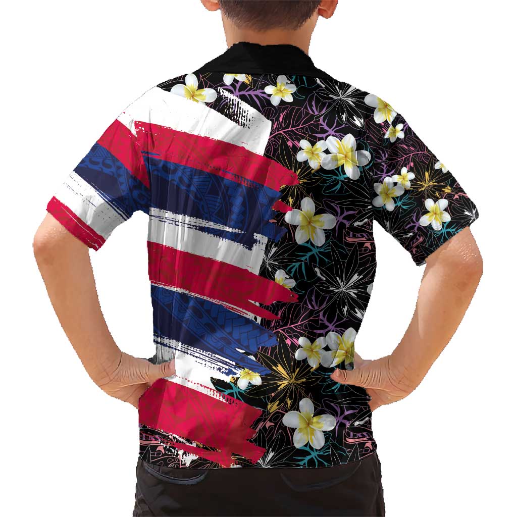 Hawaiian Flag Day Kid Hawaiian Shirt Tropical Flowers and Leaves