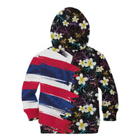 Hawaiian Flag Day Kid Hoodie Tropical Flowers and Leaves