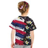 Hawaiian Flag Day Kid T Shirt Tropical Flowers and Leaves