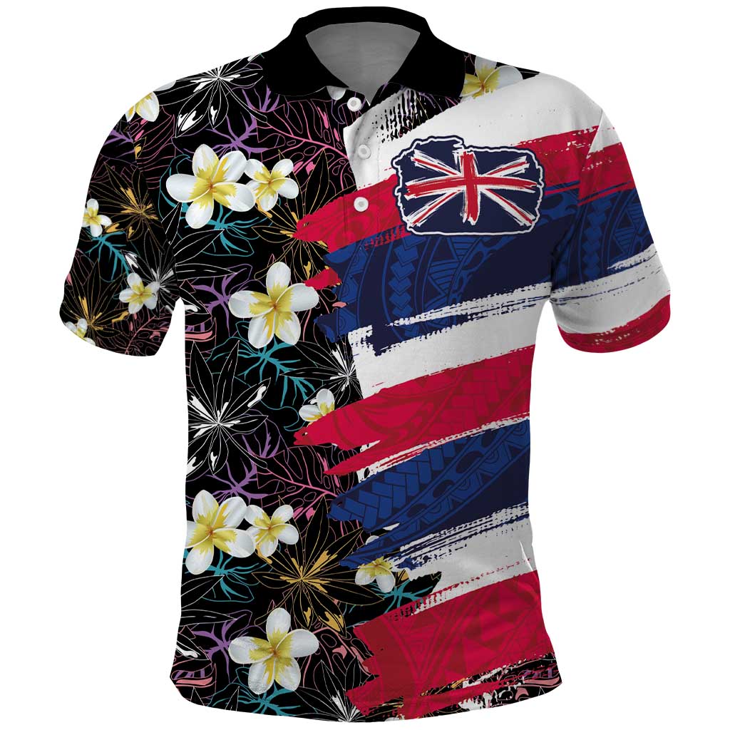 Hawaiian Flag Day Polo Shirt Tropical Flowers and Leaves
