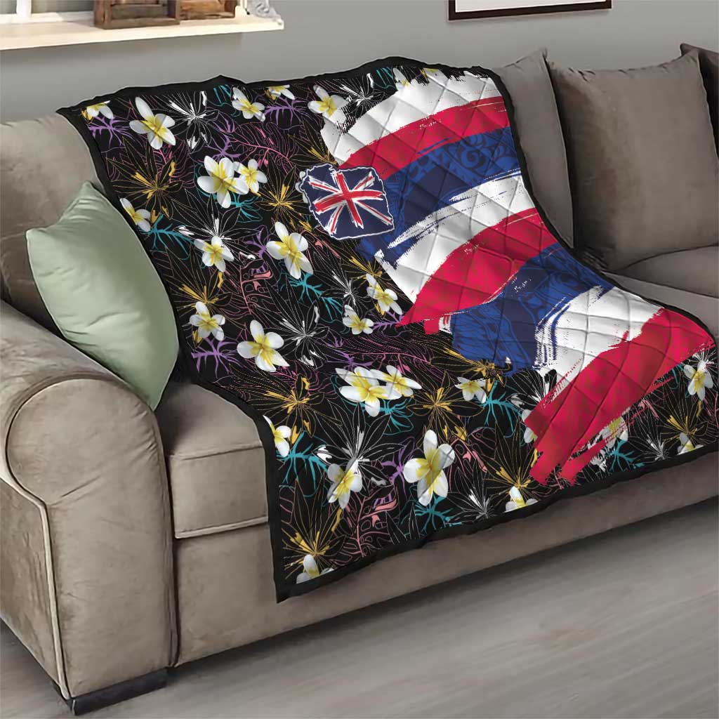 Hawaiian Flag Day Quilt Tropical Flowers and Leaves