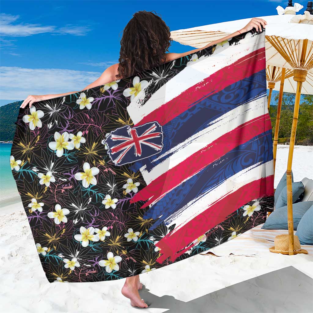 Hawaiian Flag Day Sarong Tropical Flowers and Leaves
