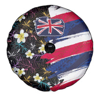Hawaiian Flag Day Spare Tire Cover Tropical Flowers and Leaves