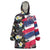 Hawaiian Flag Day Wearable Blanket Hoodie Tropical Flowers and Leaves