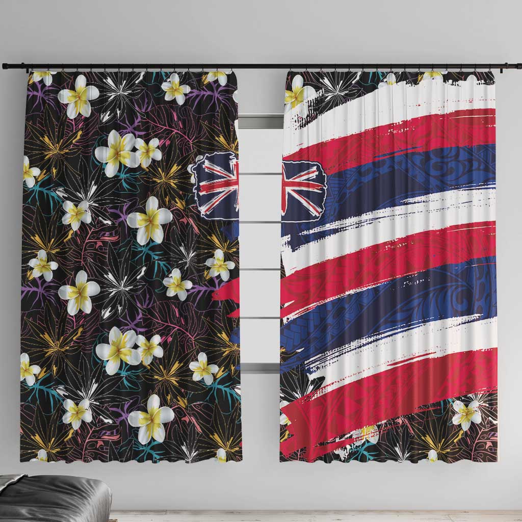 Hawaiian Flag Day Window Curtain Tropical Flowers and Leaves