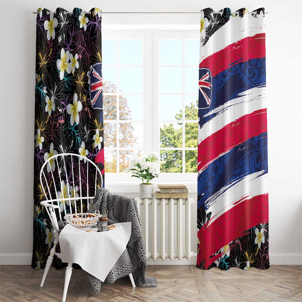 Hawaiian Flag Day Window Curtain Tropical Flowers and Leaves