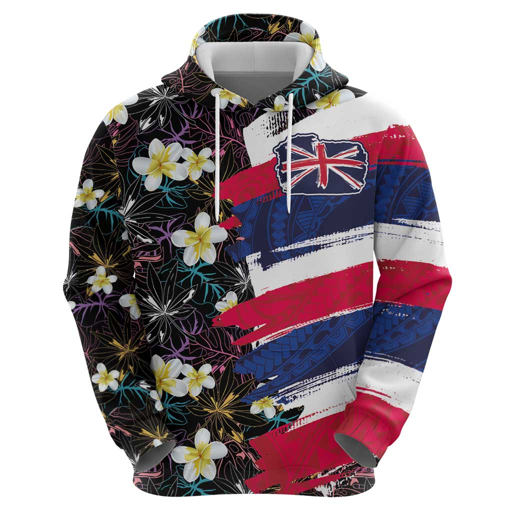 Hawaiian Flag Day Zip Hoodie Tropical Flowers and Leaves