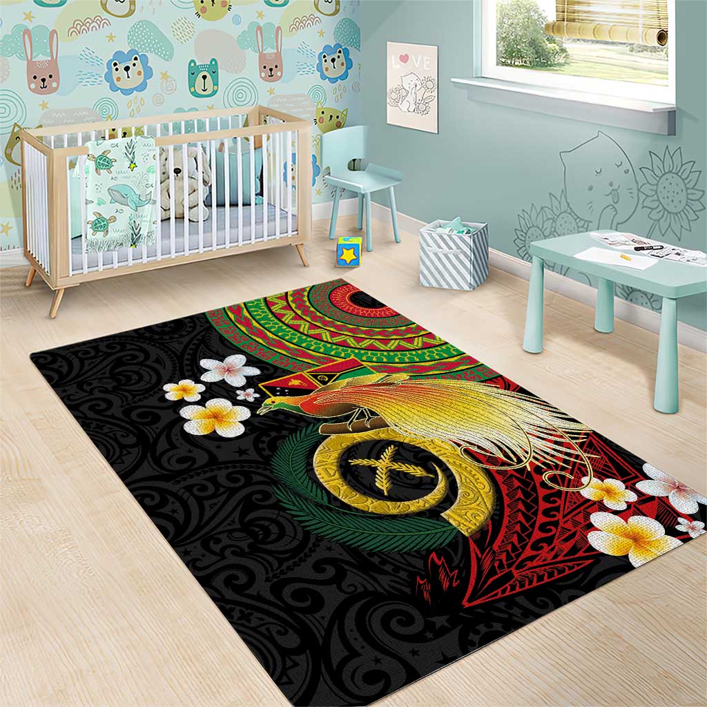 Vanuatu and Papua New Guinea Together Area Rug Bird-of-paradise and Pig Tusk Melanesian Pattern