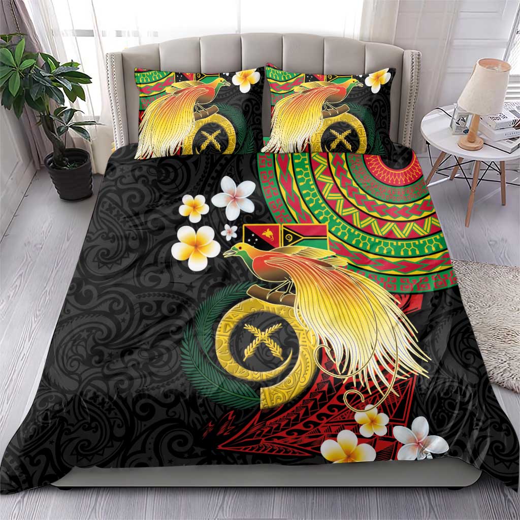 Vanuatu and Papua New Guinea Together Bedding Set Bird-of-paradise and Pig Tusk Melanesian Pattern