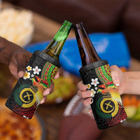 Vanuatu and Papua New Guinea Together 4 in 1 Can Cooler Tumbler Bird-of-paradise and Pig Tusk Melanesian Pattern