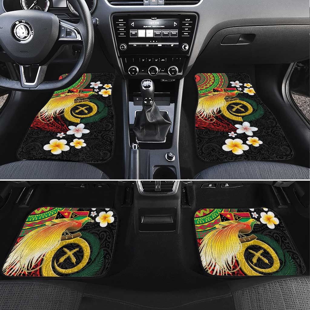 Vanuatu and Papua New Guinea Together Car Mats Bird-of-paradise and Pig Tusk Melanesian Pattern