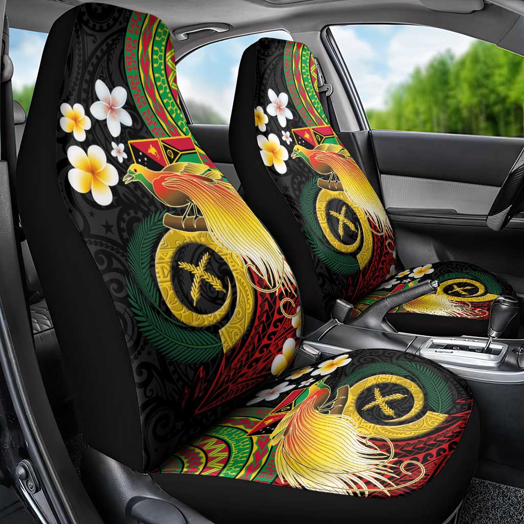 Vanuatu and Papua New Guinea Together Car Seat Cover Bird-of-paradise and Pig Tusk Melanesian Pattern