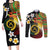 Vanuatu and Papua New Guinea Together Couples Matching Long Sleeve Bodycon Dress and Long Sleeve Button Shirt Bird-of-paradise and Pig Tusk Melanesian Pattern