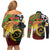 Vanuatu and Papua New Guinea Together Couples Matching Off Shoulder Short Dress and Long Sleeve Button Shirt Bird-of-paradise and Pig Tusk Melanesian Pattern