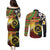 Vanuatu and Papua New Guinea Together Couples Matching Puletasi and Long Sleeve Button Shirt Bird-of-paradise and Pig Tusk Melanesian Pattern
