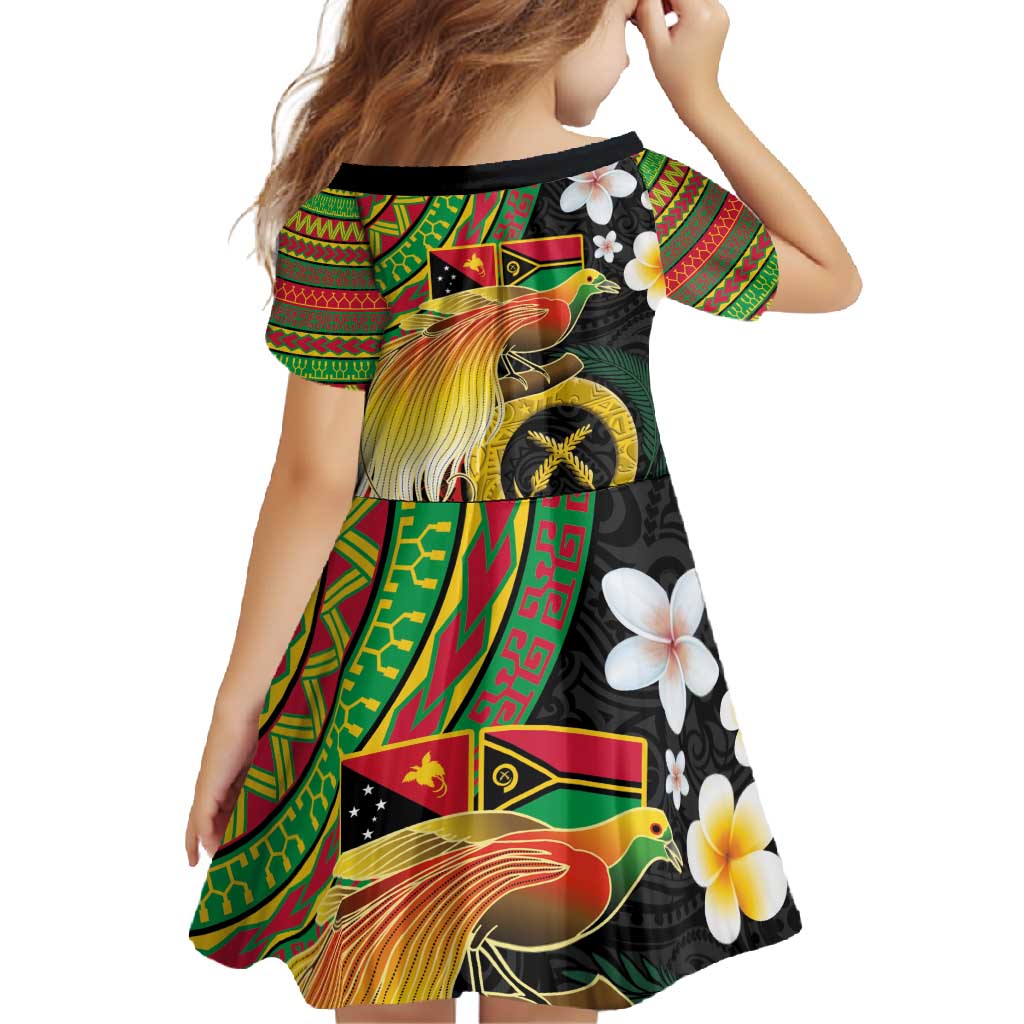 Vanuatu and Papua New Guinea Together Family Matching Off Shoulder Maxi Dress and Hawaiian Shirt Bird-of-paradise and Pig Tusk Melanesian Pattern