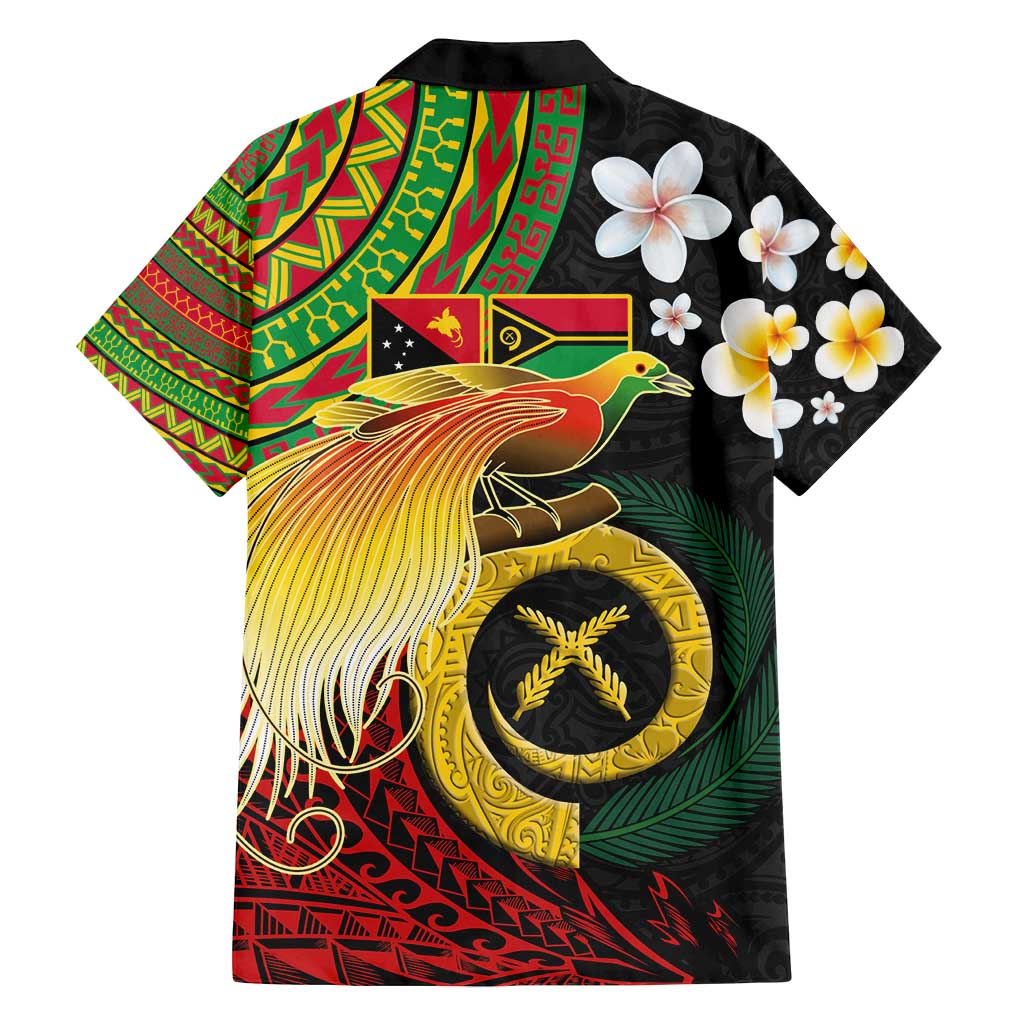 Vanuatu and Papua New Guinea Together Family Matching Off Shoulder Maxi Dress and Hawaiian Shirt Bird-of-paradise and Pig Tusk Melanesian Pattern