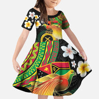 Vanuatu and Papua New Guinea Together Family Matching Tank Maxi Dress and Hawaiian Shirt Bird-of-paradise and Pig Tusk Melanesian Pattern