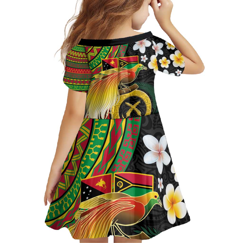 Vanuatu and Papua New Guinea Together Family Matching Tank Maxi Dress and Hawaiian Shirt Bird-of-paradise and Pig Tusk Melanesian Pattern