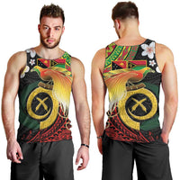 Vanuatu and Papua New Guinea Together Men Tank Top Bird-of-paradise and Pig Tusk Melanesian Pattern