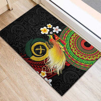 Vanuatu and Papua New Guinea Together Rubber Doormat Bird-of-paradise and Pig Tusk Melanesian Pattern