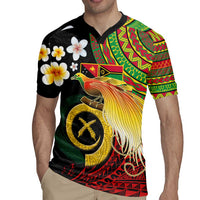 Vanuatu and Papua New Guinea Together Rugby Jersey Bird-of-paradise and Pig Tusk Melanesian Pattern