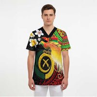 Vanuatu and Papua New Guinea Together Scrub Top Bird-of-paradise and Pig Tusk Melanesian Pattern - Polynesian Pride