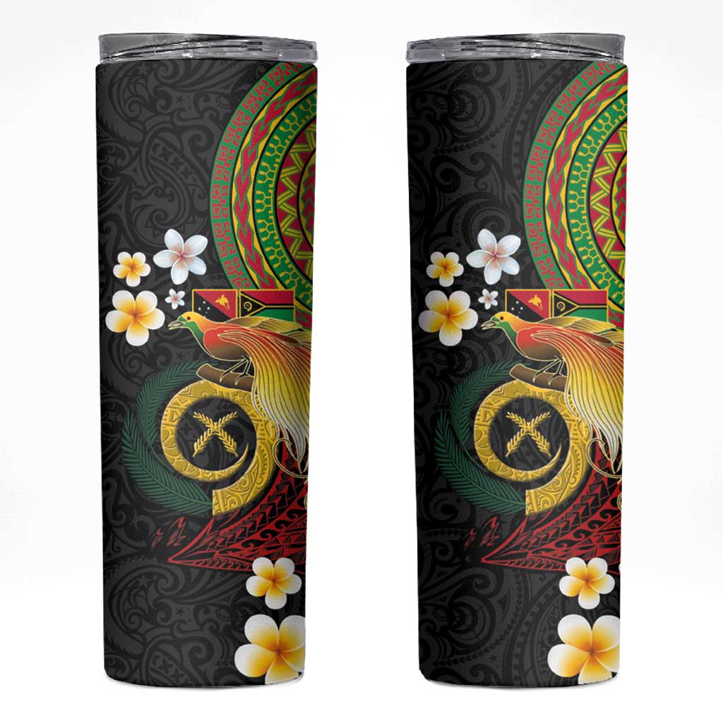 Vanuatu and Papua New Guinea Together Skinny Tumbler Bird-of-paradise and Pig Tusk Melanesian Pattern